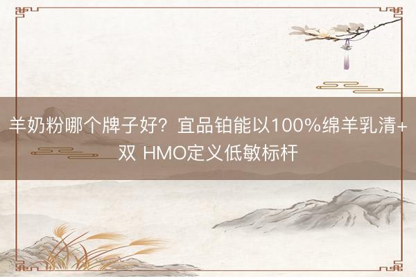 羊奶粉哪个牌子好？宜品铂能以100%绵羊乳清+双 HMO定义低敏标杆