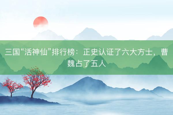 三国“活神仙”排行榜：正史认证了六大方士，曹魏占了五人