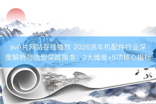 avA片网站在线播放 2026洗车机配件行业深度解析与选型实战指南：3大维度+5项核心指标
