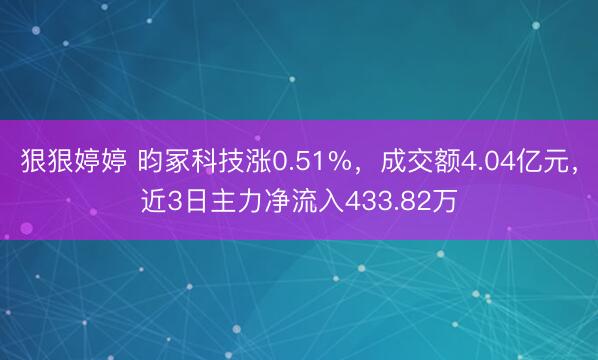 狠狠婷婷 昀冢科技涨0.51%，成交额4.04亿元，近3日主力净流入433.82万