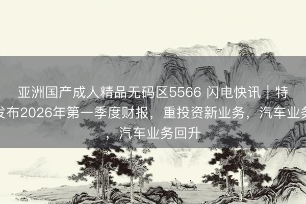 亚洲国产成人精品无码区5566 闪电快讯｜特斯拉发布2026年第一季度财报，重投资新业务，汽车业务回升