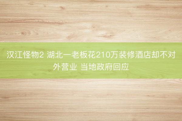 汉江怪物2 湖北一老板花210万装修酒店却不对外营业 当地政府回应