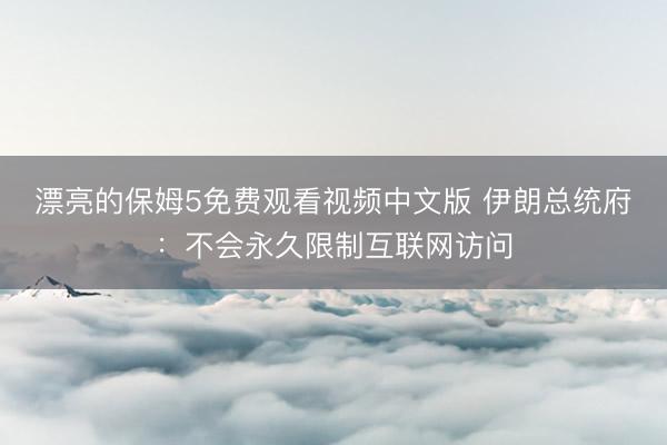 漂亮的保姆5免费观看视频中文版 伊朗总统府：不会永久限制互联网访问