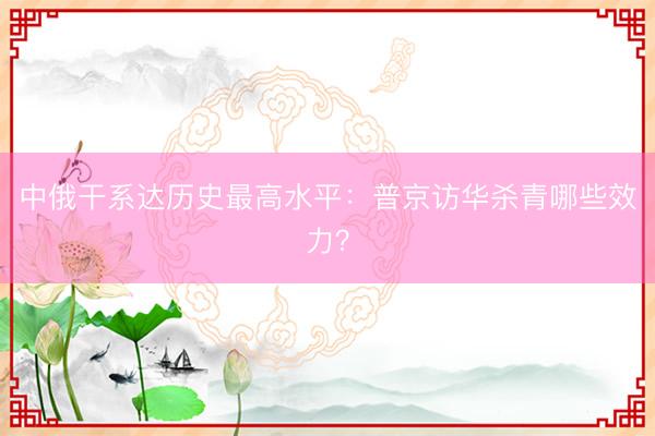 中俄干系达历史最高水平：普京访华杀青哪些效力？