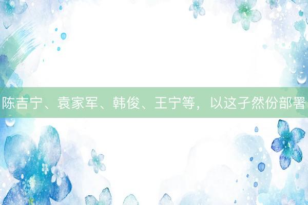陈吉宁、袁家军、韩俊、王宁等，以这孑然份部署