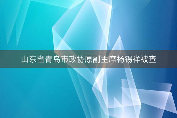 山东省青岛市政协原副主席杨锡祥被查