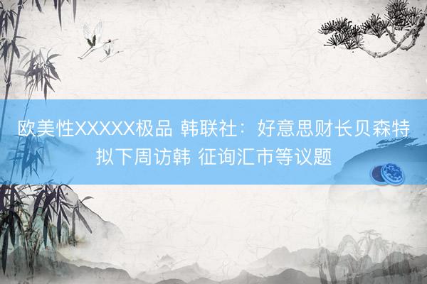 欧美性XXXXX极品 韩联社：好意思财长贝森特拟下周访韩 征询汇市等议题