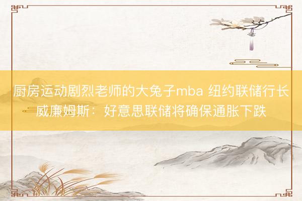 厨房运动剧烈老师的大兔子mba 纽约联储行长威廉姆斯：好意思联储将确保通胀下跌