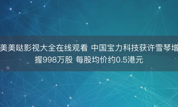 美美哒影视大全在线观看 中国宝力科技获许雪琴增握998万股 每股均价约0.5港元