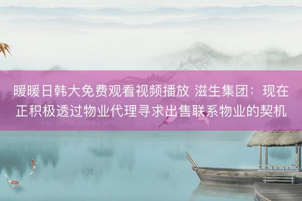 暖暖日韩大免费观看视频播放 滋生集团：现在正积极透过物业代理寻求出售联系物业的契机