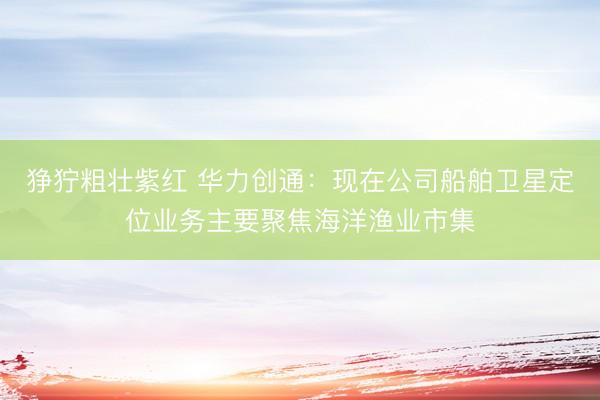 狰狞粗壮紫红 华力创通：现在公司船舶卫星定位业务主要聚焦海洋渔业市集