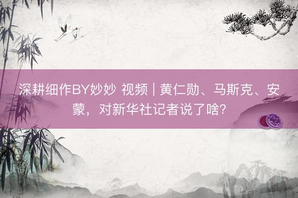 深耕细作BY妙妙 视频 | 黄仁勋、马斯克、安蒙，对新华社记者说了啥？