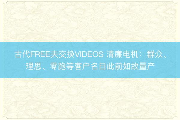 古代FREE夫交换VIDEOS 清廉电机：群众、理思、零跑等客户名目此前如故量产