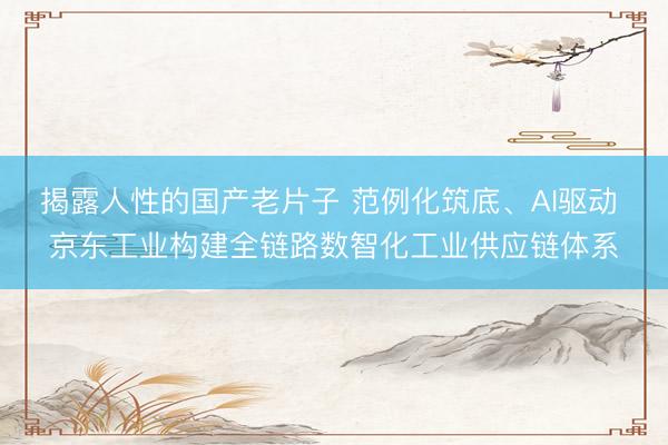 揭露人性的国产老片子 范例化筑底、AI驱动 京东工业构建全链路数智化工业供应链体系