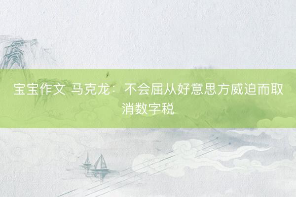 宝宝作文 马克龙:不会屈从好意思方威迫而取消数字税