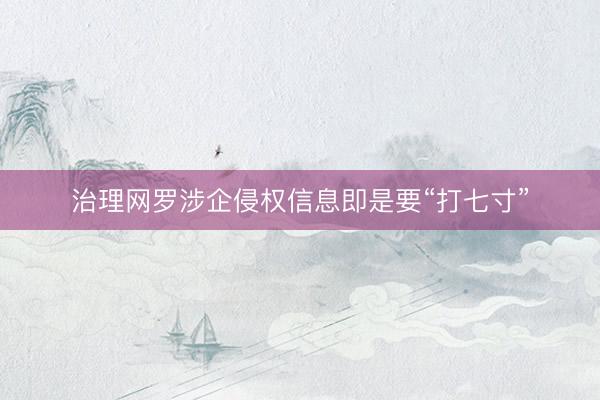 治理网罗涉企侵权信息即是要“打七寸”