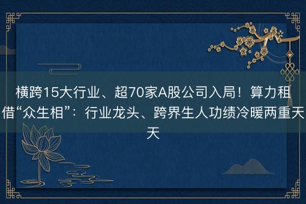 横跨15大行业、超70家A股公司入局！算力租借“众生相”：行业龙头、跨界生人功绩冷暖两重天